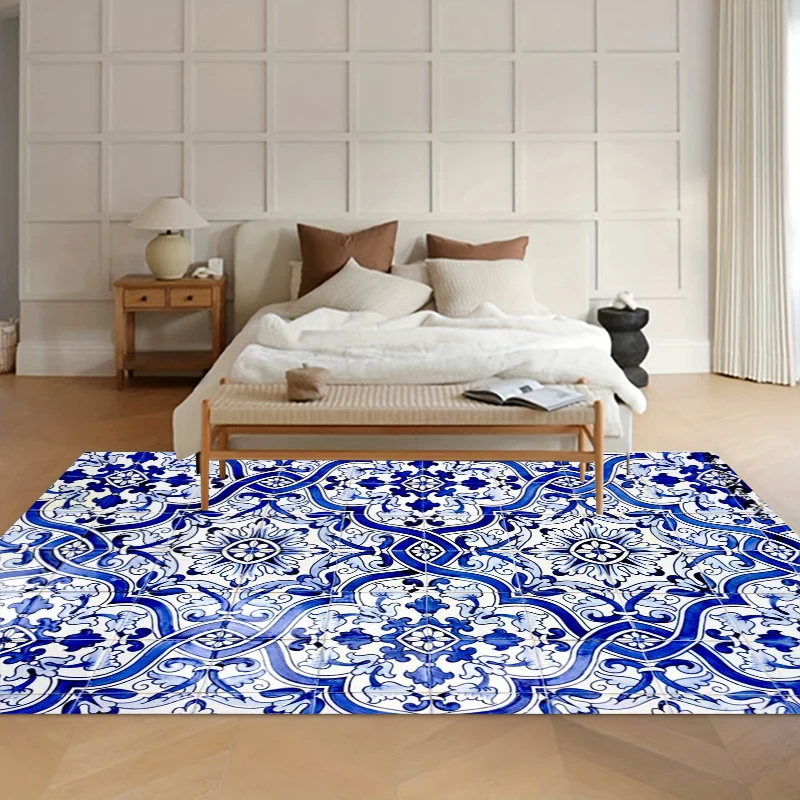 Home Decor Carpet Chinese Blue and White Porcelain Carpets for Living Room Rugs for Bedroom Washroom Floor Mat Gift Soft Rug