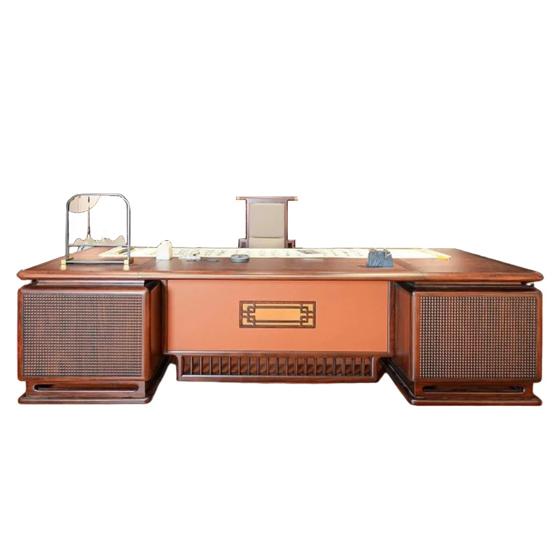 

New Chinese solid wood office paint desk black walnut president desk