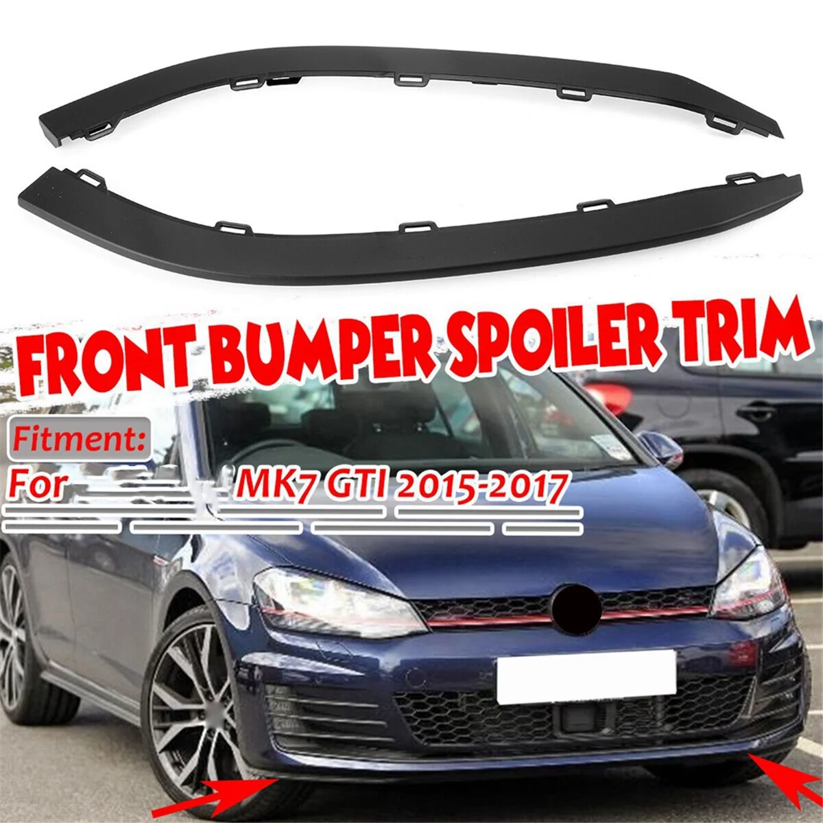 1 Pair Car Front Bumper Lip Lower Spoiler Valance Trim for Golf MK7 2015 - 2017 5GG8059039B9, 5GG8059049B9