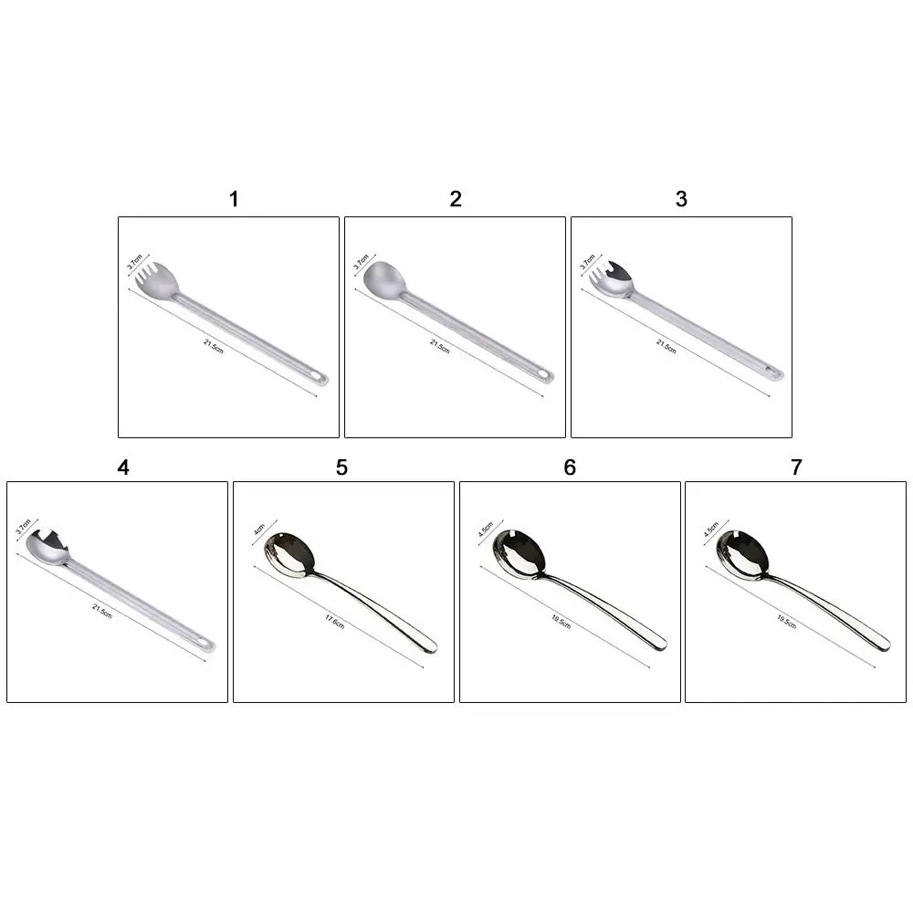 New Portable Titanium Spoon Pure Titanium/304 Stainless Steel 7 Styles Outdoor Camping Fork Square Chopsticks Outdoor Tool