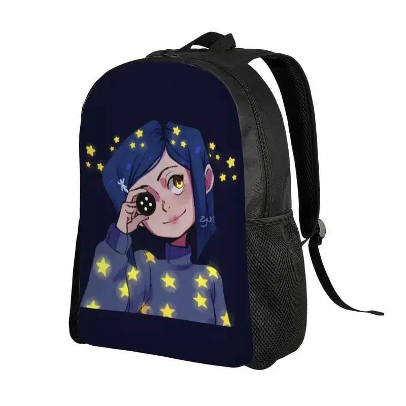 Custom Coraline Shining Stars Horror Movie Backpack for Men Women School College Student Bookbag Fits 15 Inch Laptop Bags