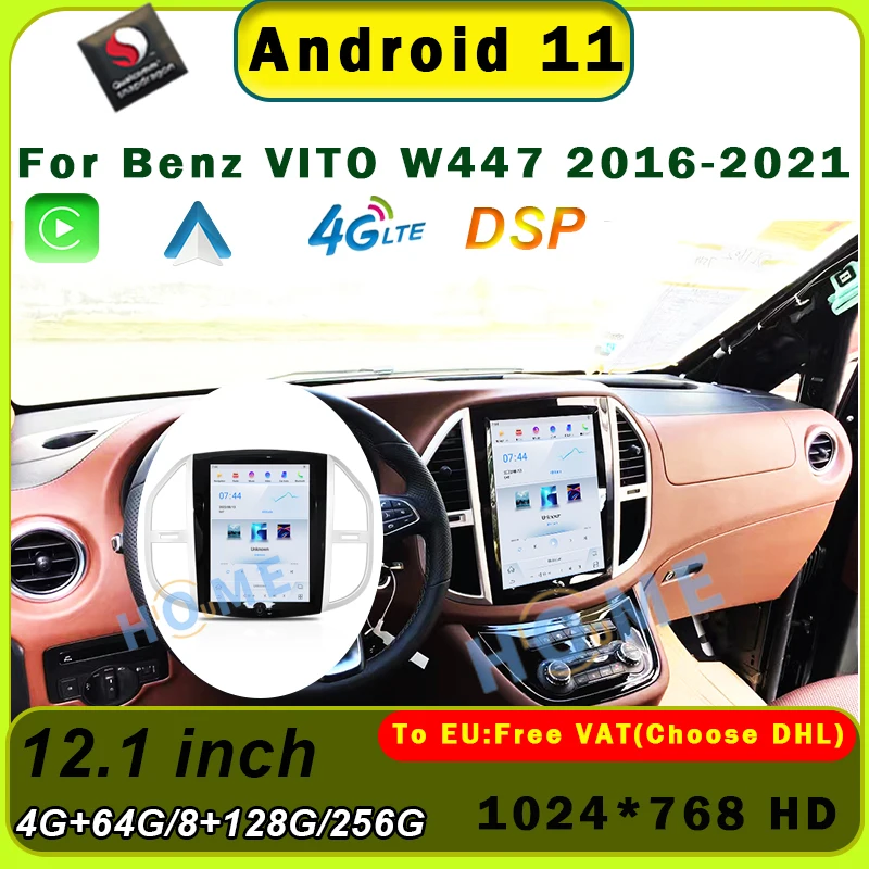 

12.1" Car Radio Stereo Video Player Tesla Style Vertical Screen For Benz VITO W447 2016-2021 GPS Navigation Carplay Android Auto