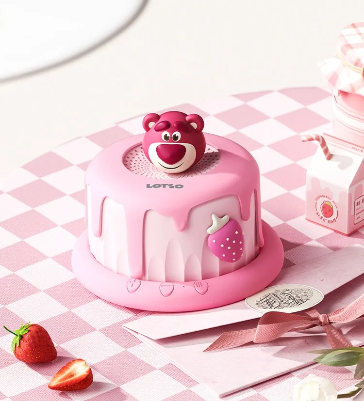 

New Lotso Birthday Cake Bluetooth Wireless Speaker Cartoon Strawberry Bear Cake Pink Mini Speaker Gift for girl