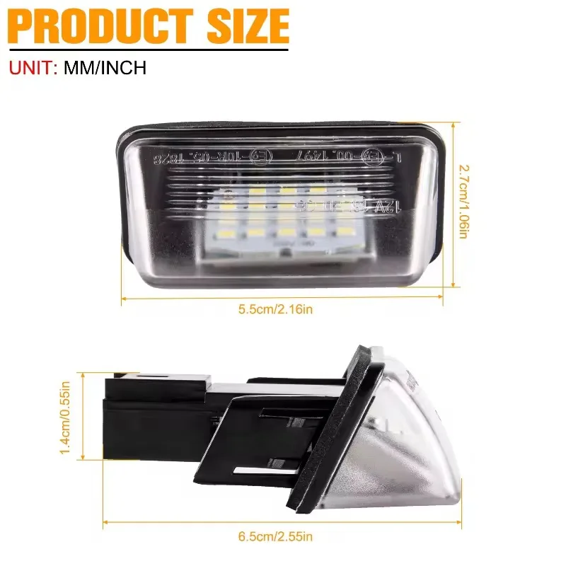 2pcs Error Free 6000K White 18 SMD Led License Number Plate Light Lamps For Peugeot 206 207 307 308 406 407 5008 Partner