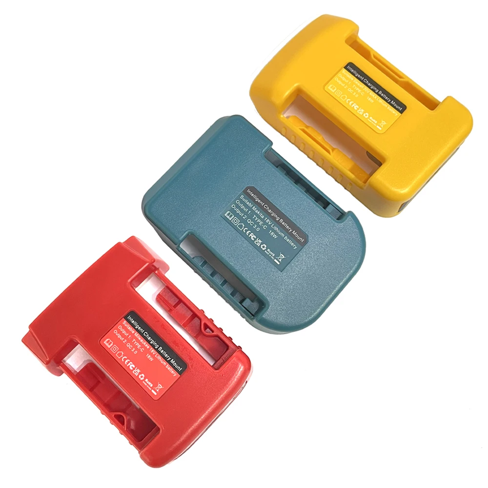 Portable Charger Adapter Compatible For Makita For Dewalt For Milwaukee 18V Li-ion with USB Type-C Battery Holder Fast Charging