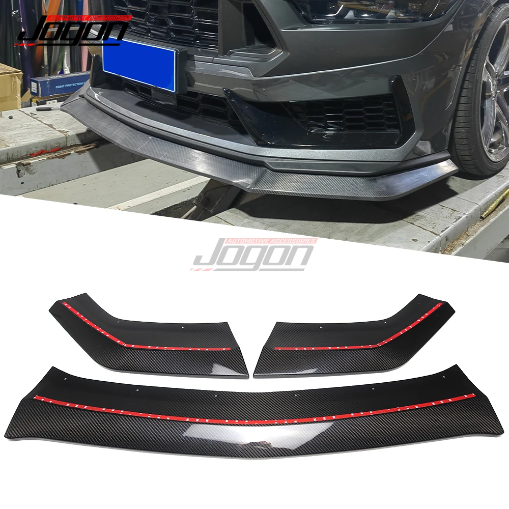 Carbon For Ford Mustang S650 Dark Horse 2024+ Car Front Bumper Lower Lip Spoiler Splitter Body Kit Guard Diffuser Accessories