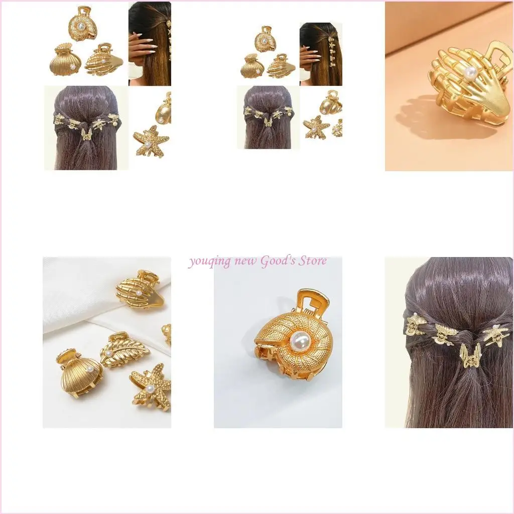 

57QA Зажим для волос из натуральных ракушек и жемчуга. Изысканная заколка для волос для повседневного ношения.