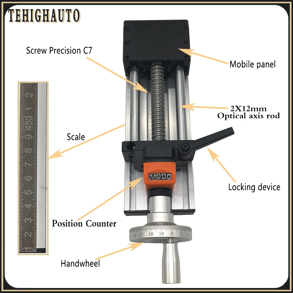 Imagem -05 - Fase Eficaz do Movimento do Painel do Curso 50x80 Mmmobile do Manual 100300 mm da Roda de Mão da Tabela de Deslizamento do Contador da Posição do Módulo de Guia Linear