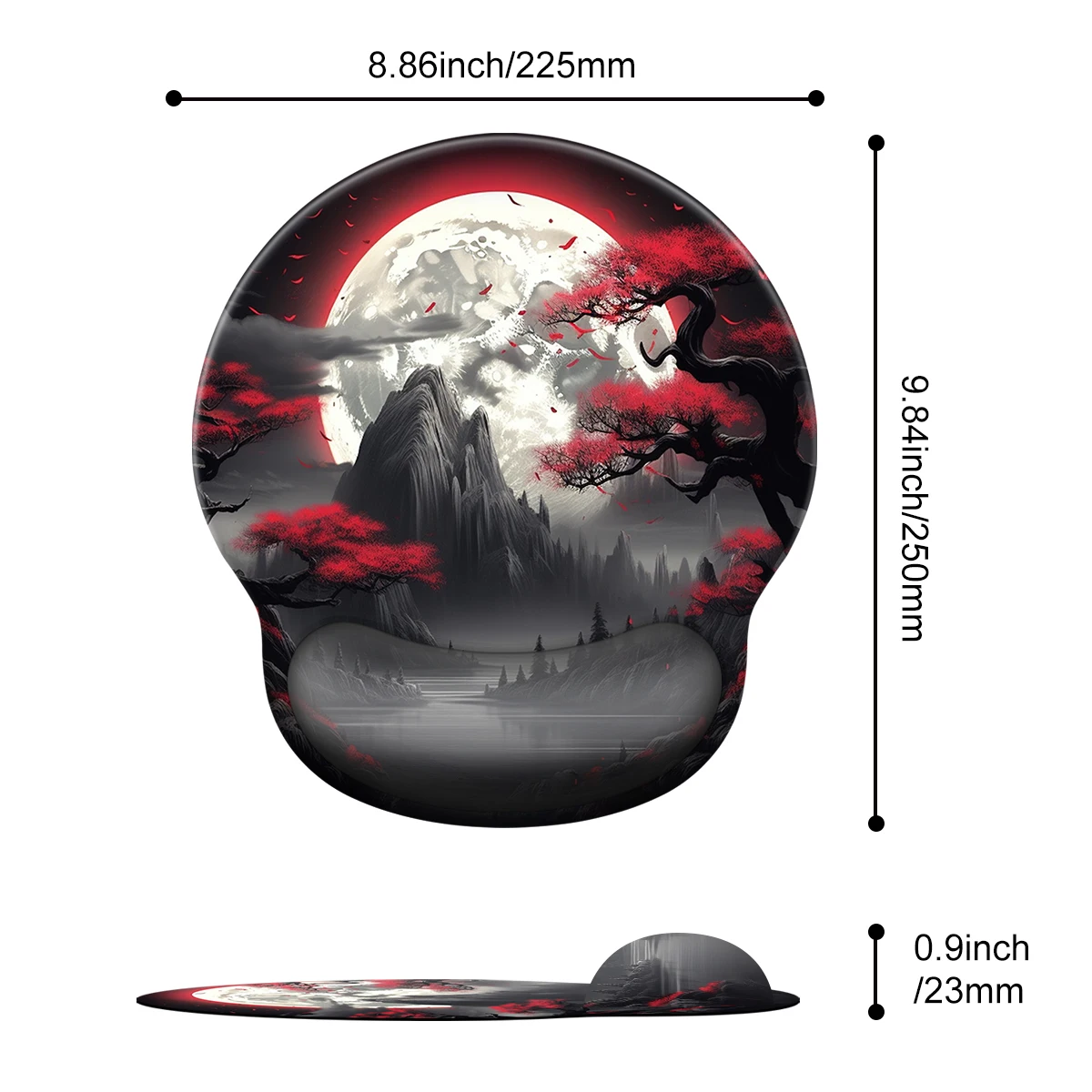 1pc Moon Red Tree And Moutain Mouse Pad Wrist Ergonomic Soft Anti-Slip Wrist Rest Support Mat Computer Mouse Pad For Office  PC