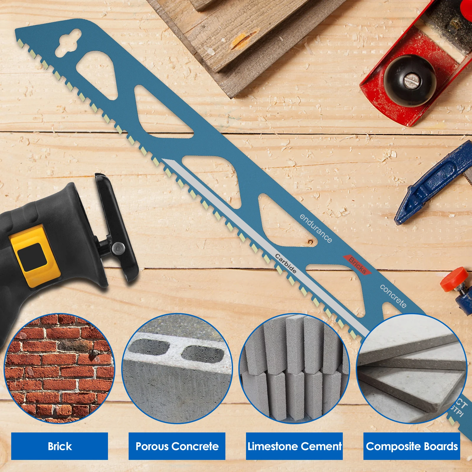 Reciprocating Saw Blade 10/12/18/20in Universal Cutting Recip Sabre Saw Blade Alloy Steel Brick Concrete Cutting Saw Blade Tool