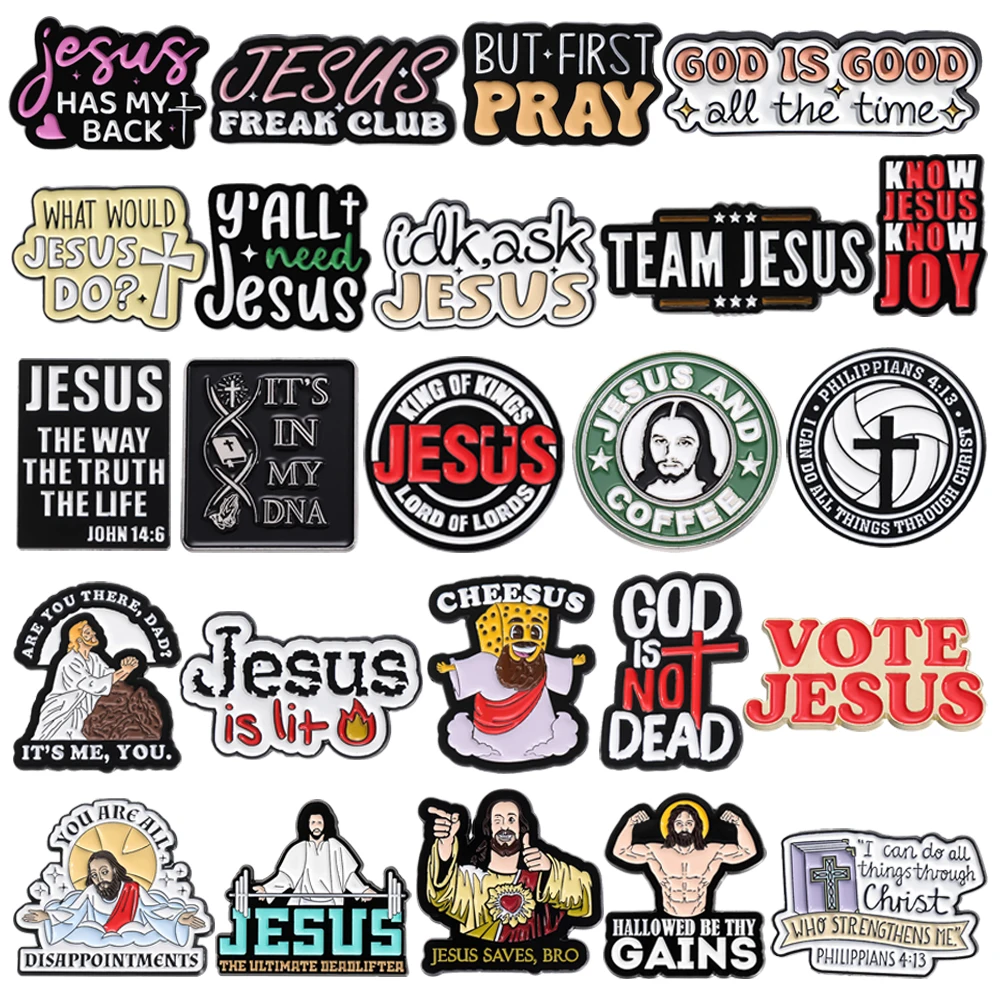 JESUS FREAK CLUB Enamel Pins Jesus Christ I Didn't Say That,HALLOWED BE THY GAINS Brooches Funny Quotes Jewelry Gift for Friends