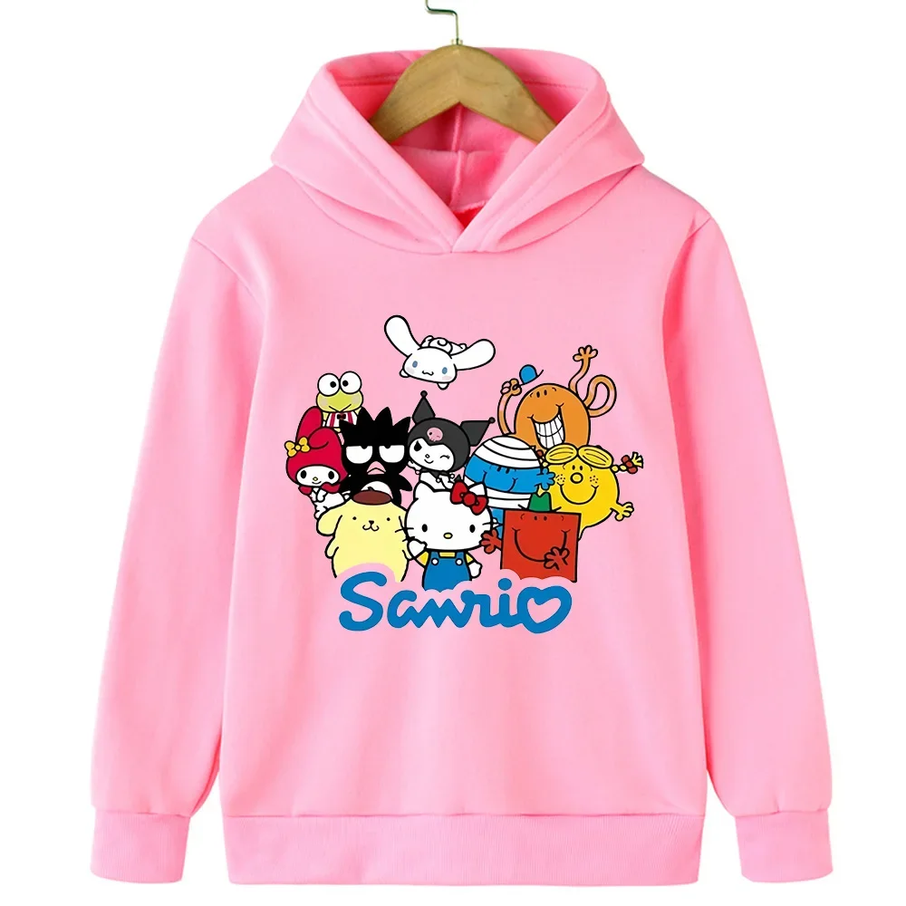 Sanrio's Cute Cartoon Printed Hoodies for Boys and Girls, Warm Tops for Autumn and Winter, Comfortable and Soft Sweatshirts