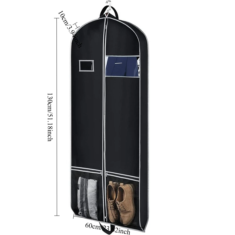 2pcs Non-woven Dust Cover Garment Bag Modern Simple Hanging Foldable Clothes Protector for Coat Wardrobe Storage Organizer - view 5