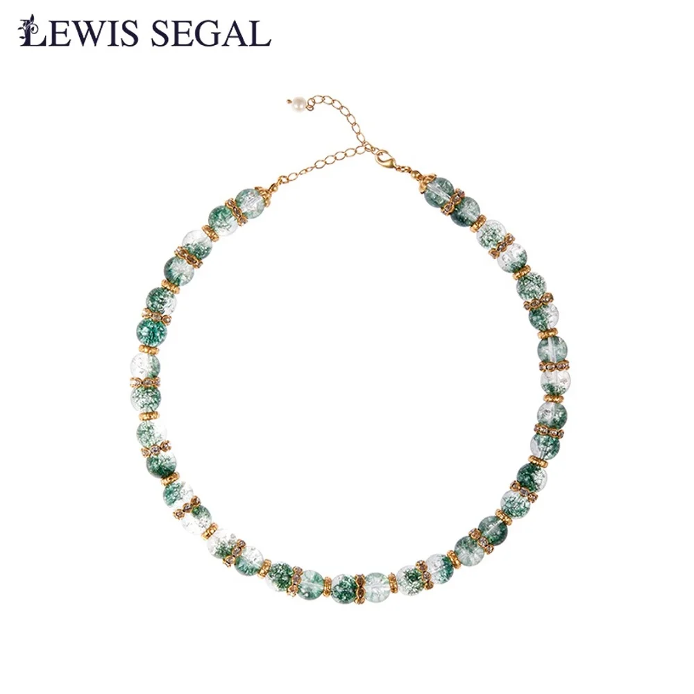 LEWIS SEGAL Natural Crystal Beads 18K Real Gold Necklace for Women Girl Bracelet Fine Jewelry Medieval Classical Style