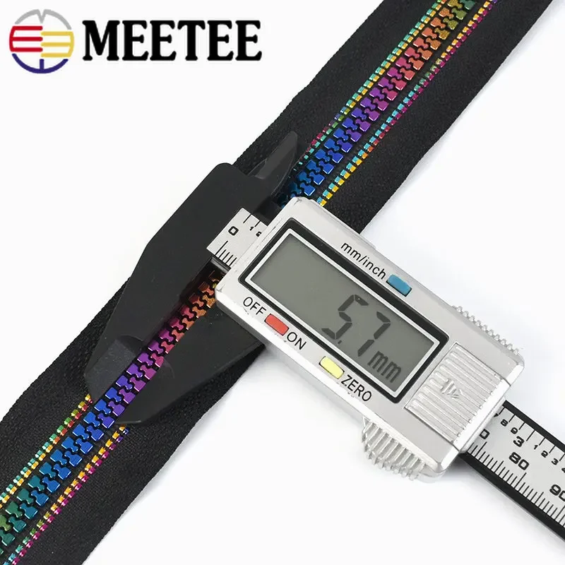 2/5/10Meters 5# Resin Zippers Rainbow Decorative Roll Zipper Tape for Bag Jacket Clothes Zip Repair Kit DIY Sewing Accessories