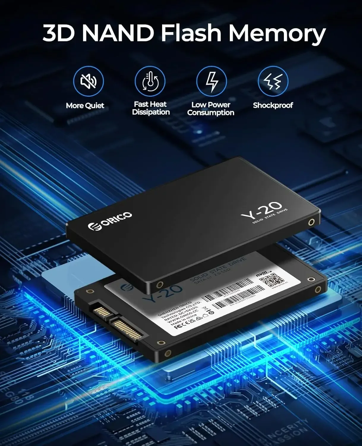 ORICO SATA III SSD 2.5 "ไดรฟ์ Solid State ภายใน 3D NAND 512GB 1TB 2TB 4TB สูงสุด 550 เมกะไบต์/วินาทีสําหรับอัพเกรด PC แล็ปท็อปเดสก์ท็อป Y20