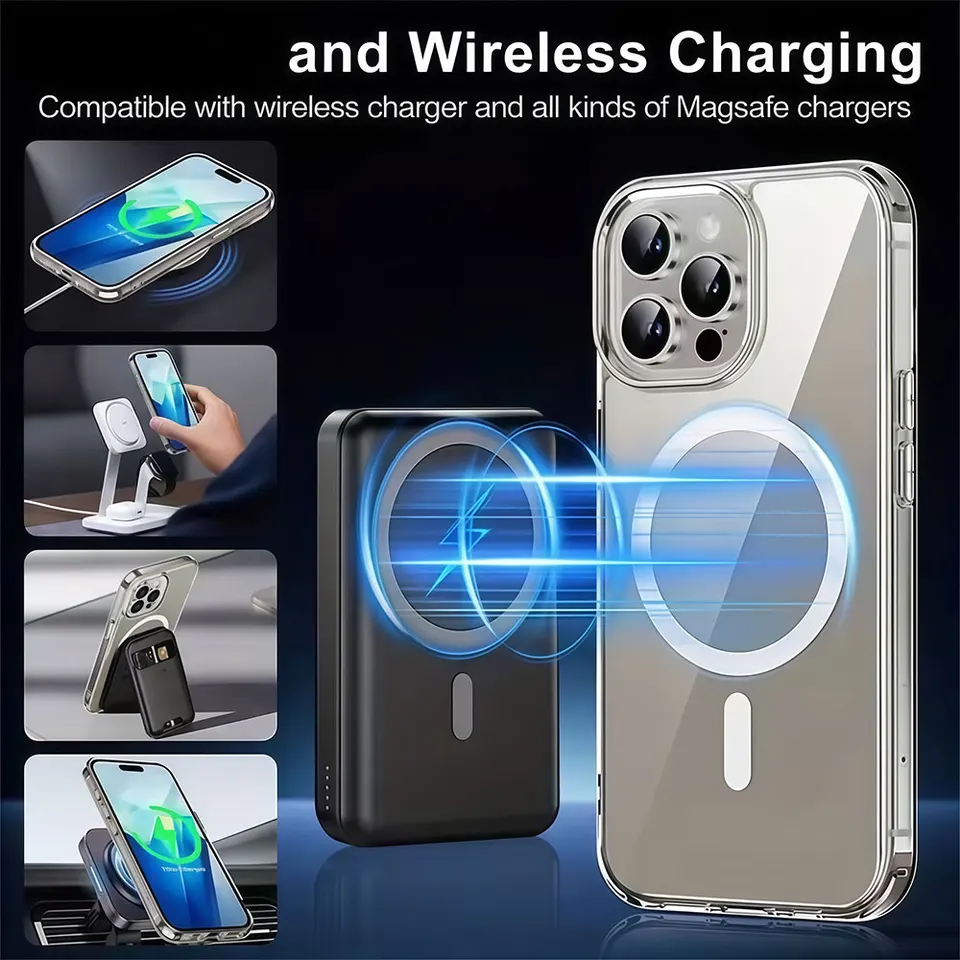 Funda transparente magnética para iPhone 17 16 15 14 13 12 11 Pro Xs Max 16e Air Mini 7 8 Plus X XR SE 2020 2022, resistente a golpes 3