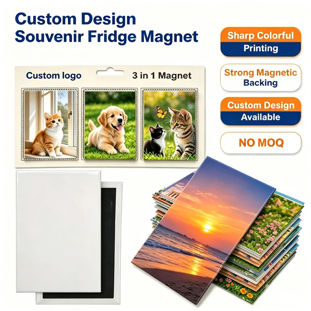 Custom Tinplate Fridge Magnets Personalized Photo Magnet  Eco-Friendly Metal Tinplate Decorative Square Magnetic Fridge Sticker