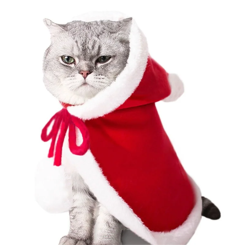 Pet Dog Cat Christmas Costumes Funny Santa Claus Costume for Dogs Cats Winter Warm Dog Cotton Clothes Funny Cute