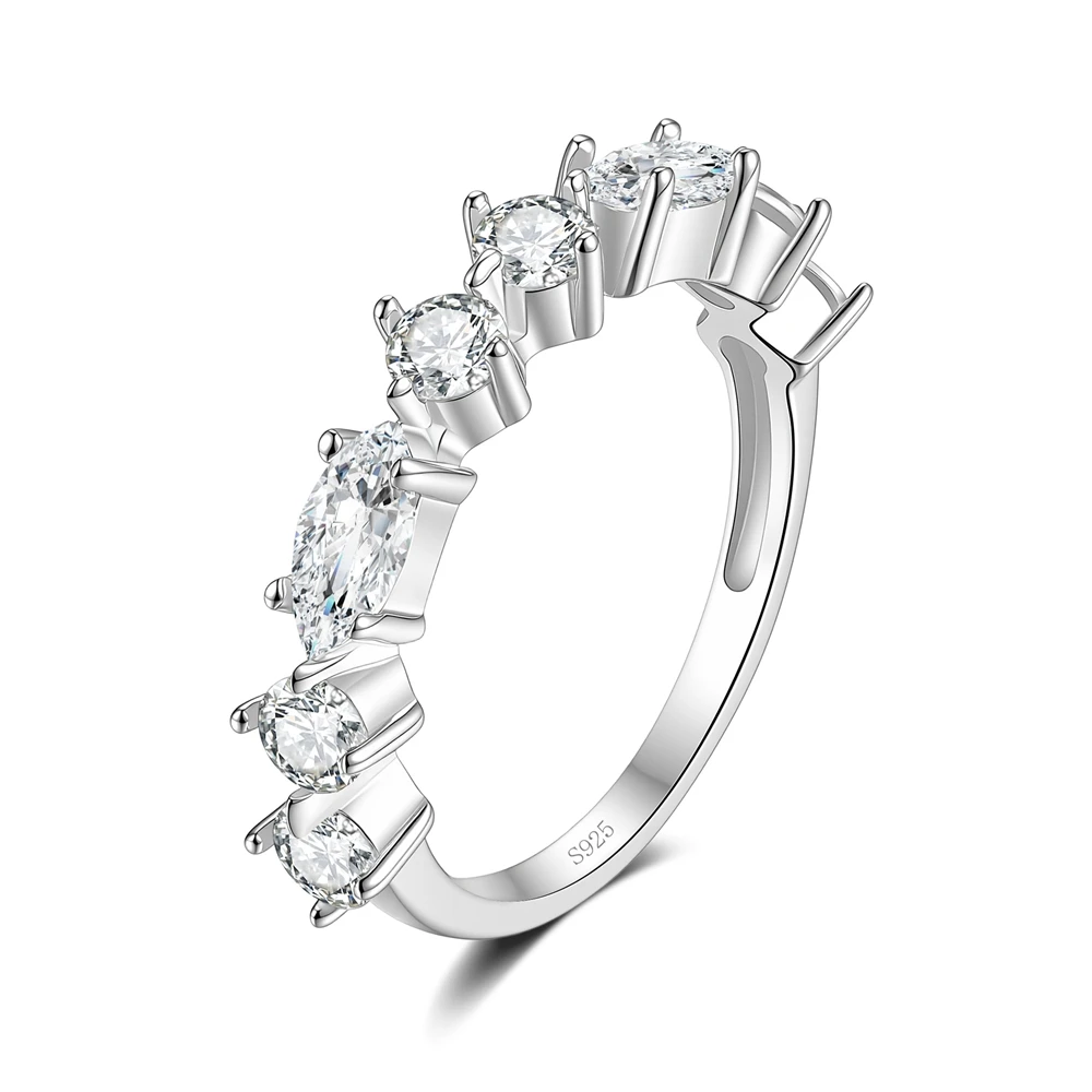 D Color VVS1 Moissanite Ring S925 Sterling Silver Stacked up Wedding Rings for Woman Party Jewelry Gift
