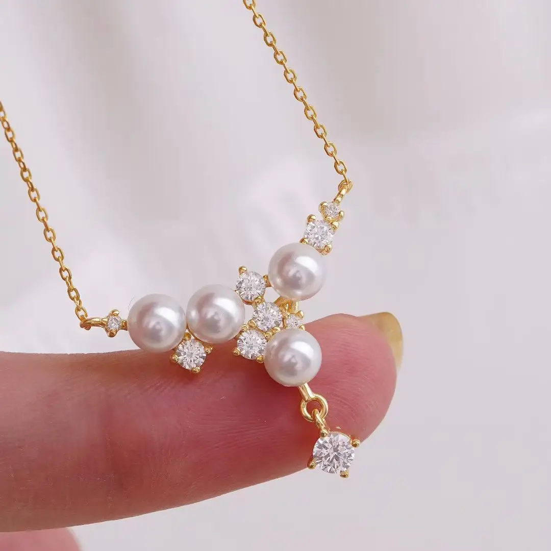 

Крепления для ожерелья из стерлингового серебра S925, фурнитура для ювелирных изделий, детали, фурнитура, аксессуары для жемчуга 5-6 мм, 3 шт./лот