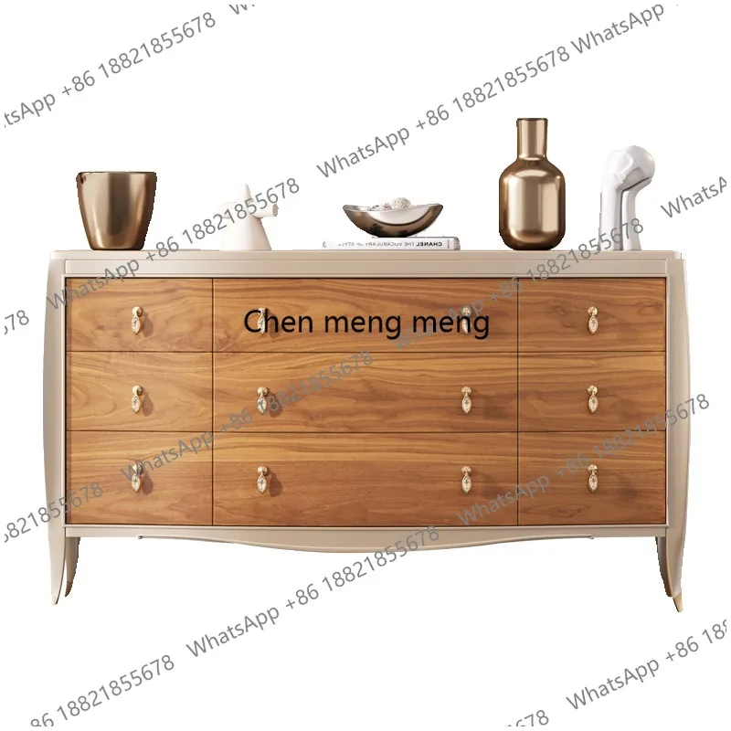 American rural solid wood chest storage doorway high-end large-capacity nine-bucket cabinet side cabinet
