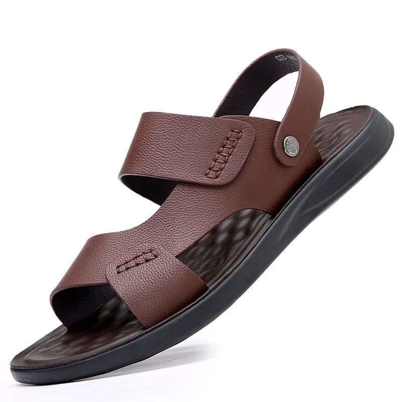 Men's Sandals 2024 New Summer Outer Wear Dad Non-Slip Wear-Resistant Beach Driver Driving Dual-Use Sandals and Slippers