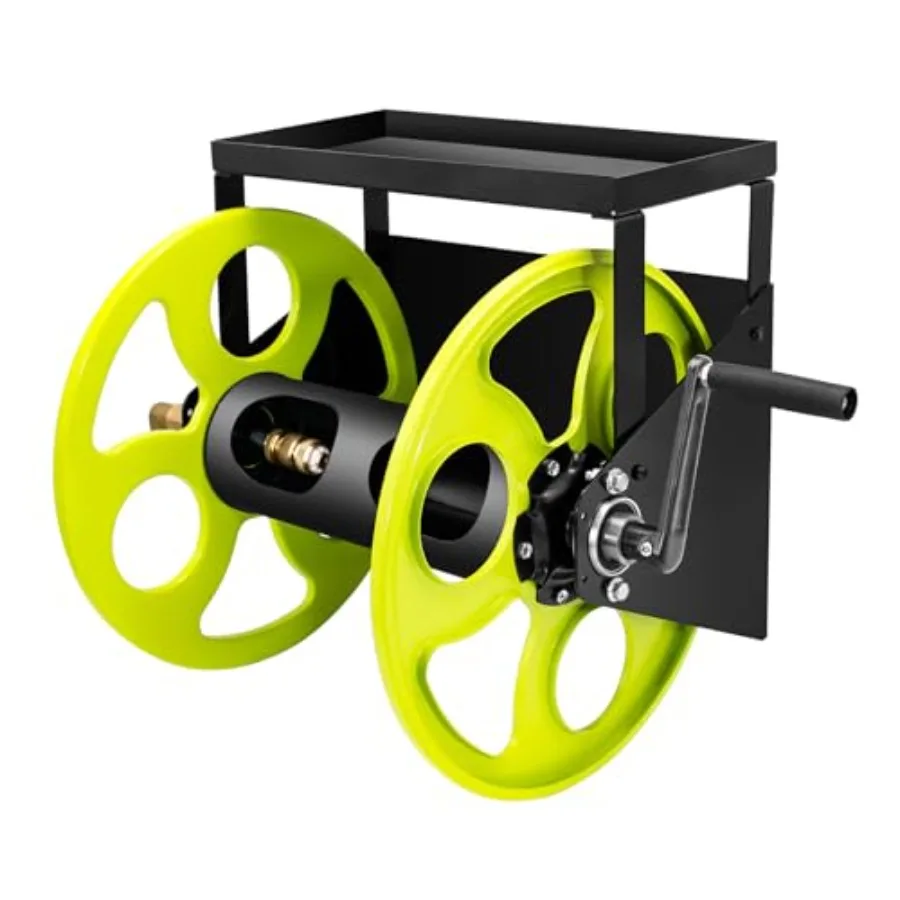 

Wall Mount Stainless Steel Garden Hose Reel with Crank Handle for 5/8 Hose 3/4 Brass Fitting Holds up to 120-Ft Retractable Met
