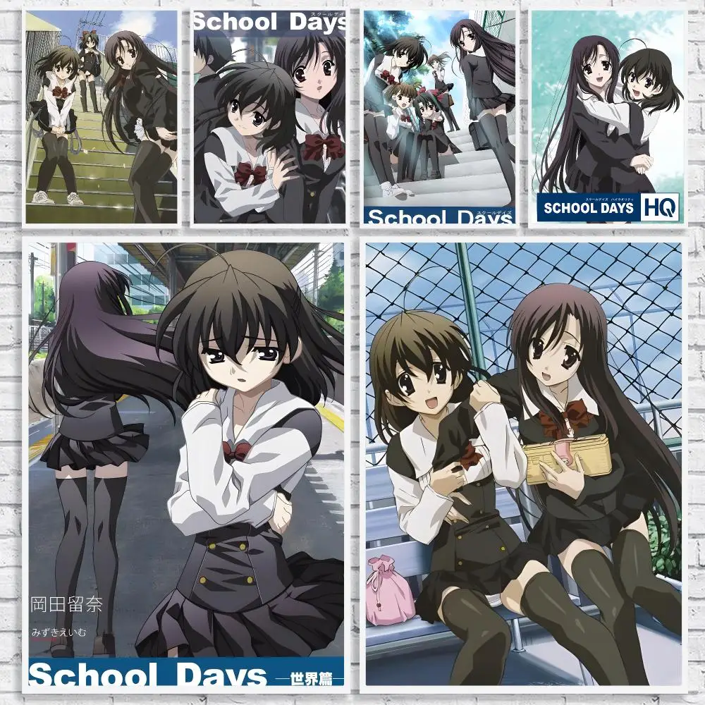 Video Game S-School Days Painting Calligraphy High-Quality Canvas Wall Mural Crease-Free For Living Room Bedroom Interiors