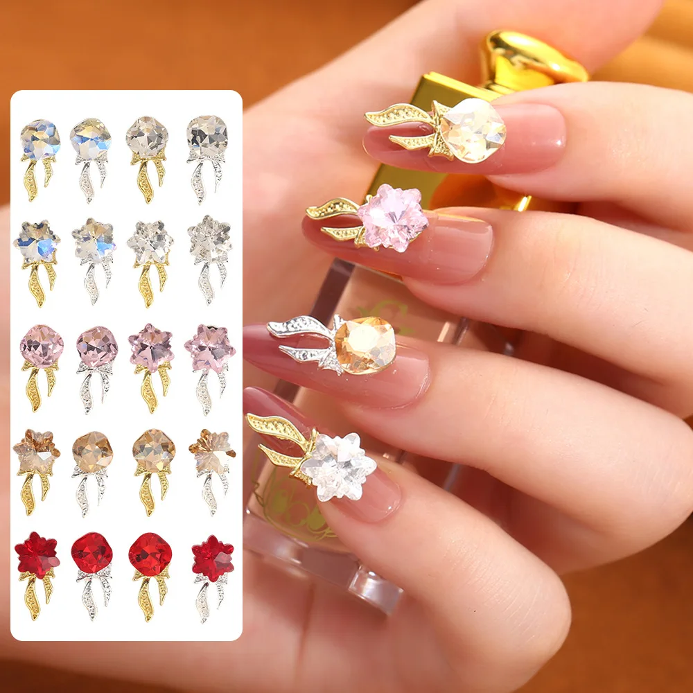 20 قطعة من دلايات الأظافر على شكل نجمة ندفة الثلج - فيونكة متألقة عبر الحدود لتزيين الأظافر من حجر الراين لتزيين الأظافر بنفسك #1