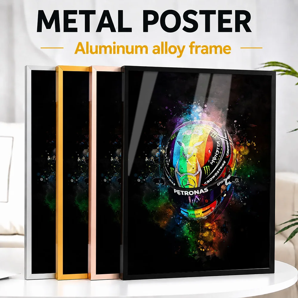 Lewis Hamilton Formula Racing Metal Poster With Aluminum Alloy Frame Personalized Photo Dynamic Track Style Wall Art For Garage