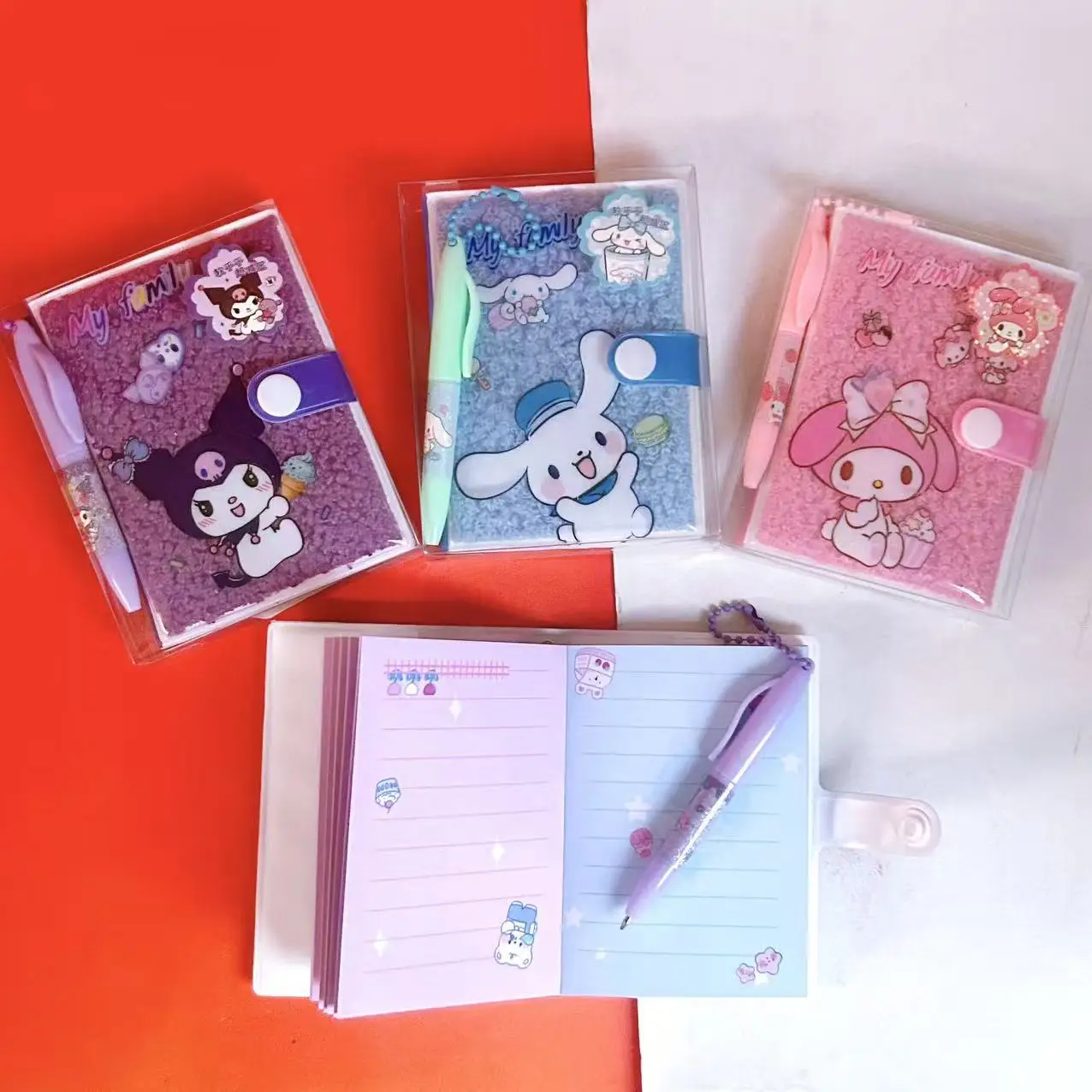 1 pz Kuromi Notebook Cancelleria Libretto Premio Ragazza Ragazzo con penna a sfera Set da ufficio Regalo di compleanno per bambini all'ingrosso