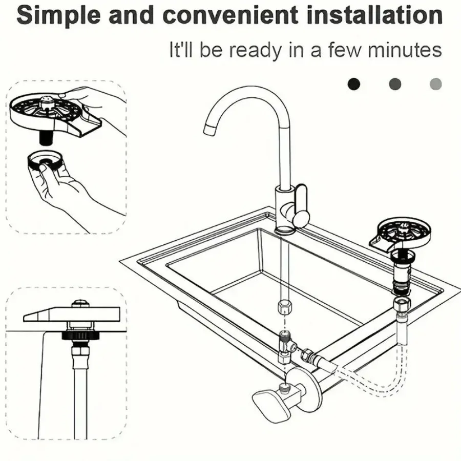 

2in1 Kitchen Sink Cup Washer Sprayer High Pressure Auto Flush Faucet Attachment
