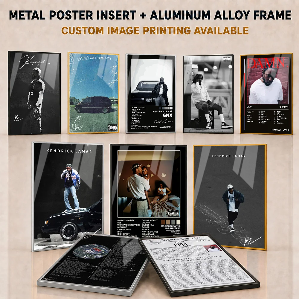 Kendrick Lamar Framed Metal Poster Personalized Photo Urban Hip Hop Tribute Style Wall Art For Bedroom And Music Lounge Fan Gift