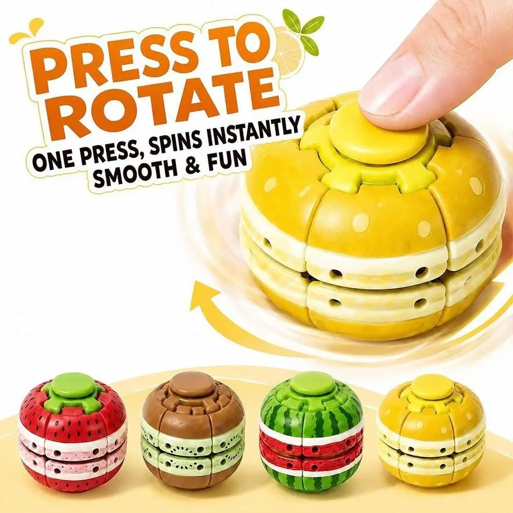 New PP Fruit Spinner Fruit Shaped Press and Rotate Stress Relief Ball Random Style 3D Printed 3D Printed Fidget Fidget Play