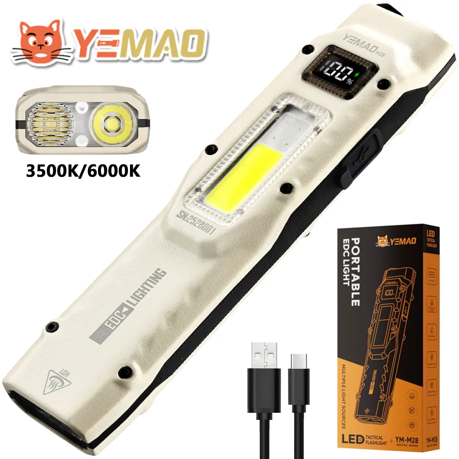 【セール中】充電式高ルーメンフラット懐中電灯 EDC 戦術懐中電灯、デジタルディスプレイ UV ライト付きデュアルスイッチ LED 小型懐中電灯
