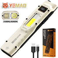 Rechargeable high Lumen Flat Flashlights EDC Tactical Flashlight,Dual switch LED Small Flashlight with Digital Display UV light