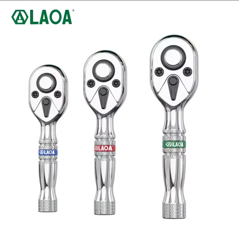 LAOA 2-in-1 Mini Dual Head Stubby Ratchet Wrench 1/4 3/8 1/2 inch Drive Finger Ratchet Spanner Screwdriver Bits Repair Hand Tool