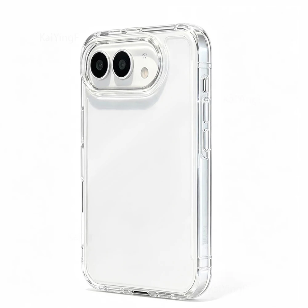 Luxuriöse transparente Handyhülle für iPhone Duo 18, klare Stoßschutzkante, harte Acrylhülle, verfärbt nicht, Rückseite.
