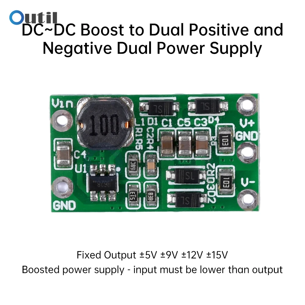 DC-DC Step-Up Positive Voltage Negative Voltage Board 3V-15V To Dual Output 5V 12V 100MA To Positive And Negative Power Supply