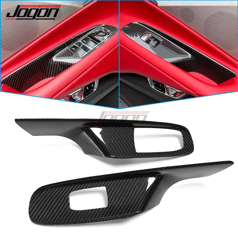 

For Chevrolet Corvette C8 Dry Carbon Fiber Car Window Lift Switch Panel Frame Cover Trim For Convertible Interior Accessories