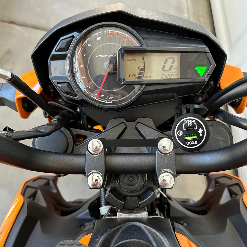 Fast Charger PD TYPE-CUSB Port Kit w/Connector Fits Kawasaki Z125 PRO 2017-Current view 4