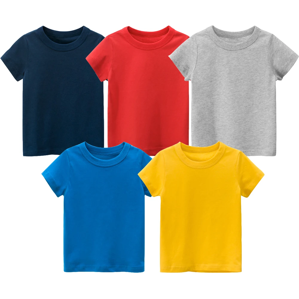 

3/5PCS/Lot Children's T-Shirt Soft Cotton Solid Kids Clothes Boys and Girls Short Sleeve Tops Kids Casual Clothes 2-7 Years