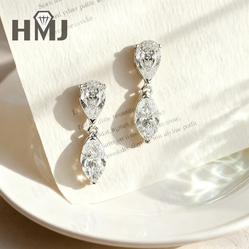 

Moissanite Pear + Marquise Cut Earrings for Women Elegant Dual-Shape Design with Sparkle Perfect for Daily Wear Special Gifts