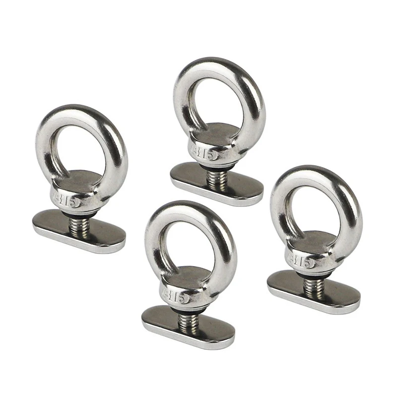 4PCS Stainless Steel 316 Eye Bolt Slide Track Lock Hanging Ring Kayak Trailer Drawwire Fixers Tent Canoe Fasteners Hardware