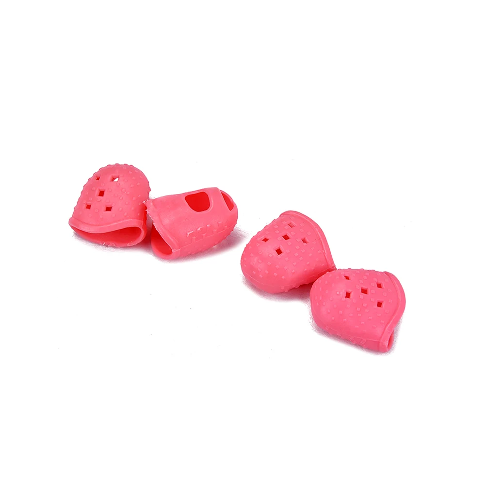 

4 Pcs Silicone Finger Cot Guitar Caps Thumb Fingertip Protectors Pink Covers Office