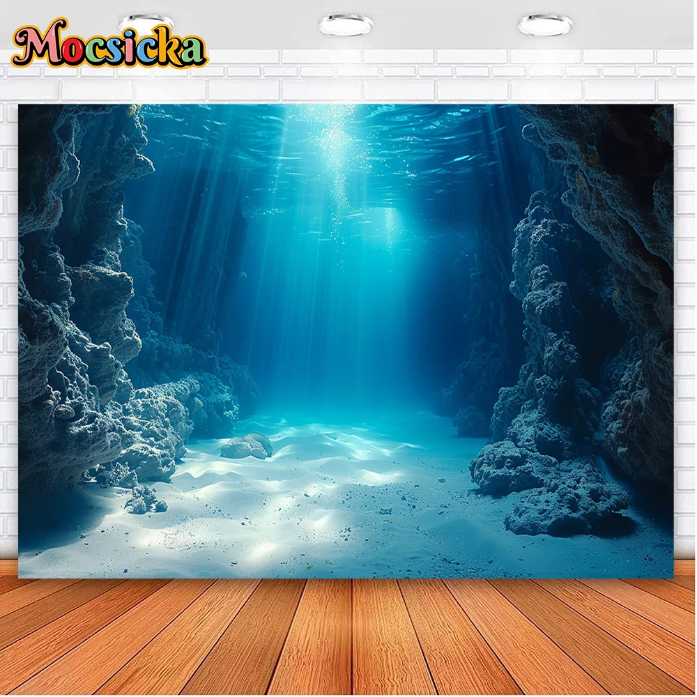 Mocsicka تحت الماء التصوير خلفية ضوء الشمس من خلال الصخور المائية النباتات الأسماك الحياة البحرية ساحر المحيط استوديو ديكور