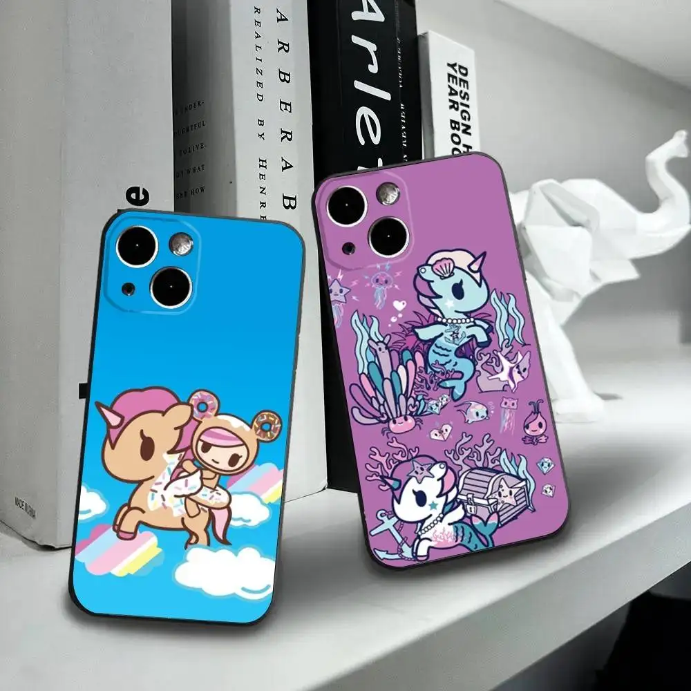 

Cute T-Tokidokis Unicorn Phone Case For iPhone16,15,14,13,12 Mini 11 Pro XR,X,XS,MAX 7,8 Plus Silicone Cover Soft Black