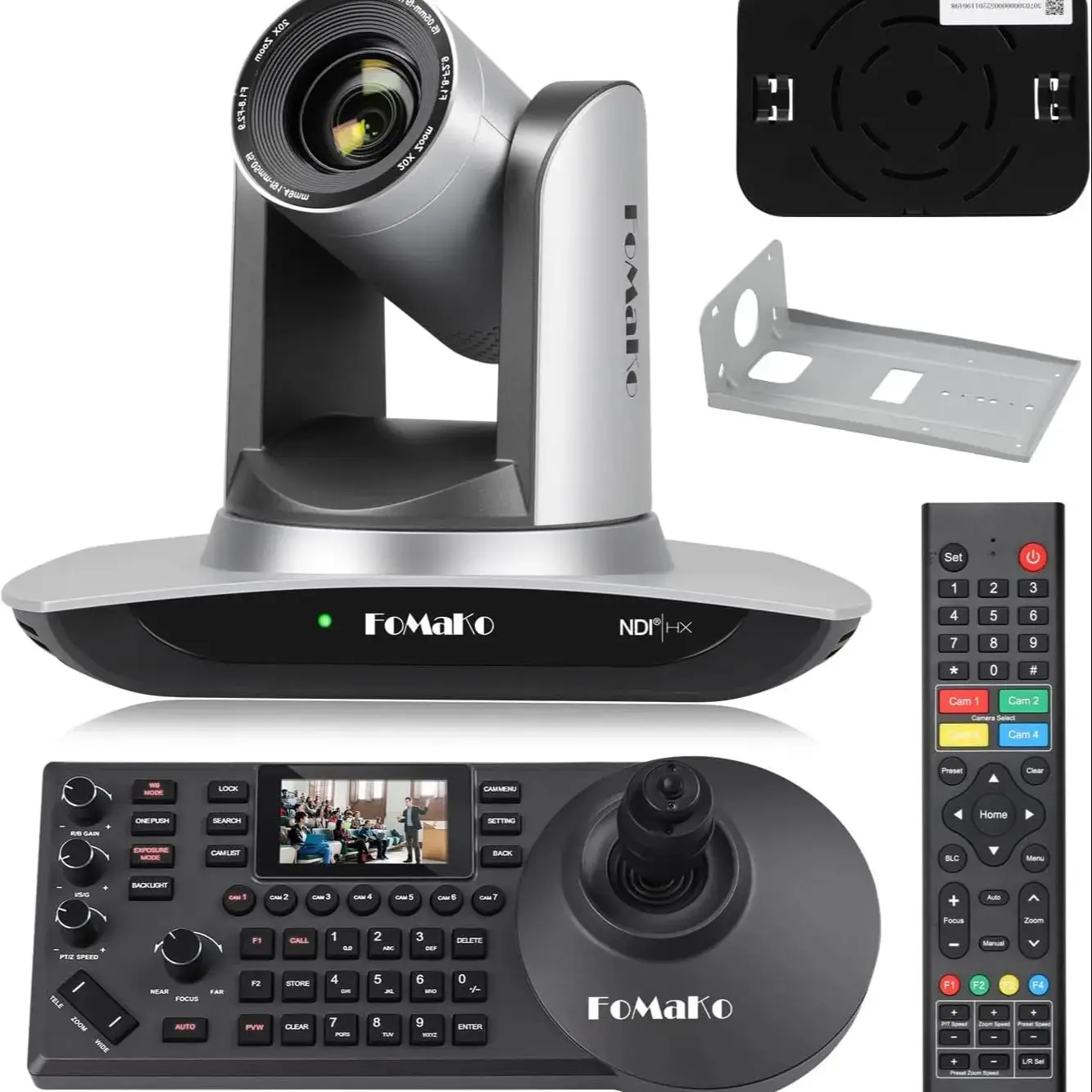 

FoMaKo NDI Camera AI Auto Tracking HDMI PTZ Camera 20x Optical Zoom PTZ Controller PoE PTZ Camera Controller (FMK20UH NDI+KC608)