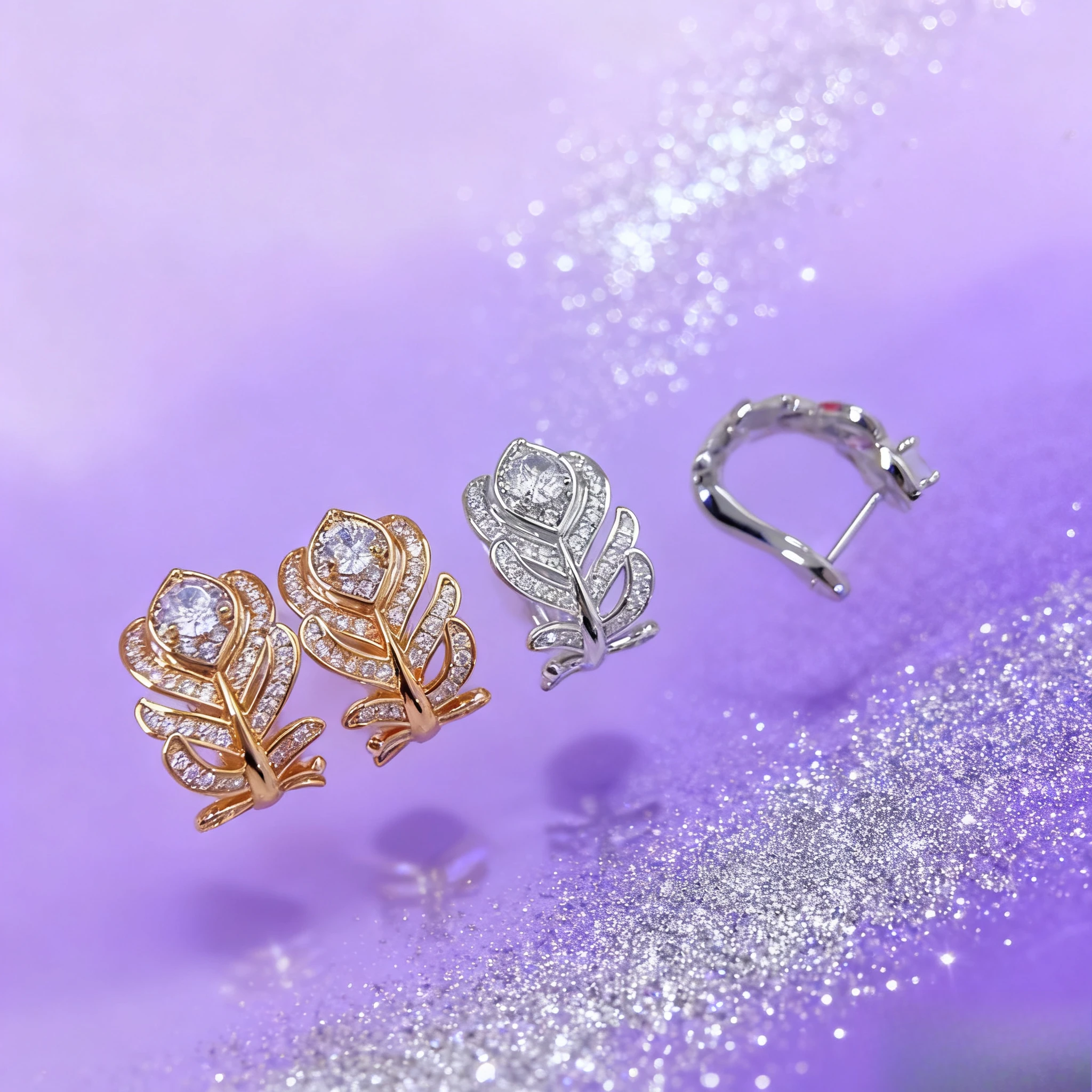 

2025 модные ювелирные изделия, новая французская серия, женские ушные серьги с циркониевыми перьями, романтические и модные подарки для банкета и вечеринки